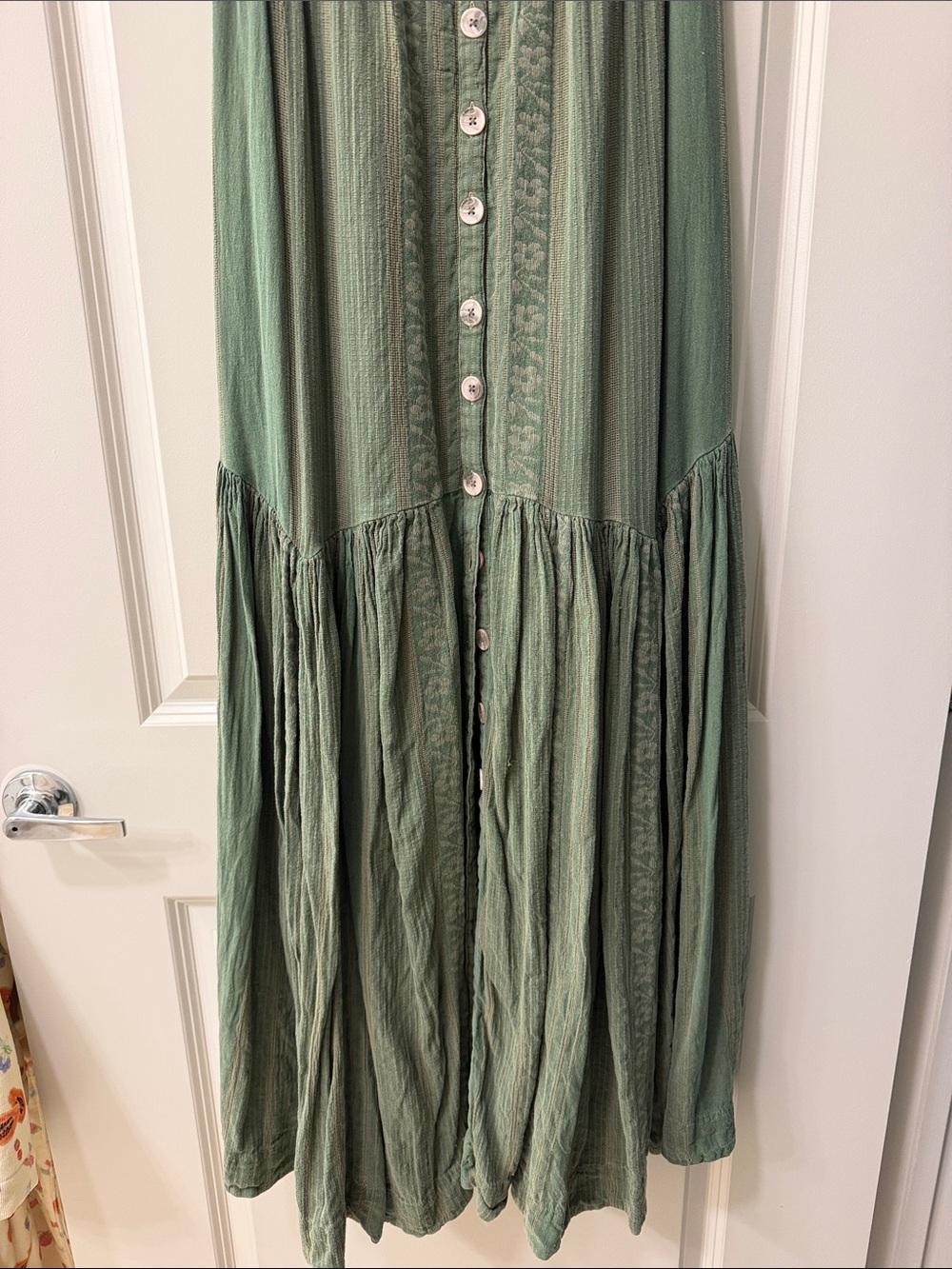 Free People Sage Green Button-Front Maxi Dress - Picture 3 of 5